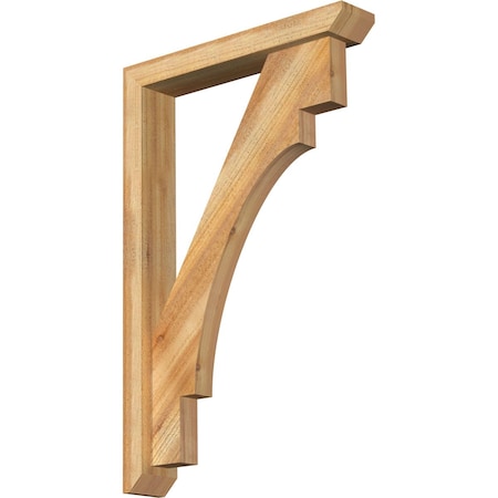 Ekena Millwork Merced Slat Rough Sawn Bracket w/ Offset Brace, Western Red Cedar, 4"W x 22"D x 34"H BKT0402X22X34MRC06RWR